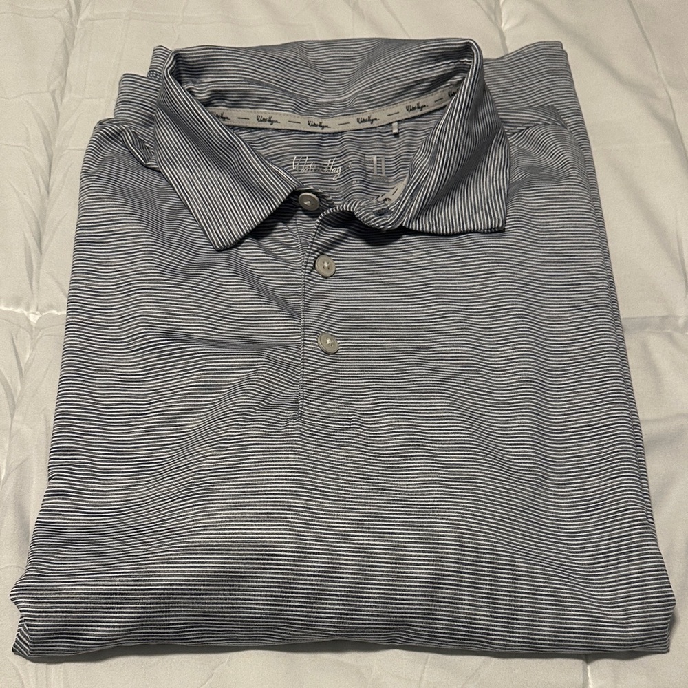 Walter Hagen Men's Polo Shirt - Black and White Stripes